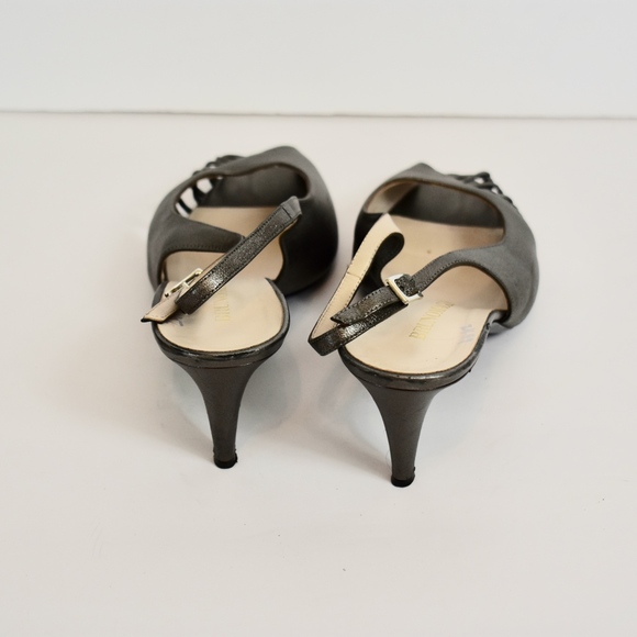 Vintage Women's Bruno Magli Pewter Slingback Heels 40/9 - Picture 4 of 6